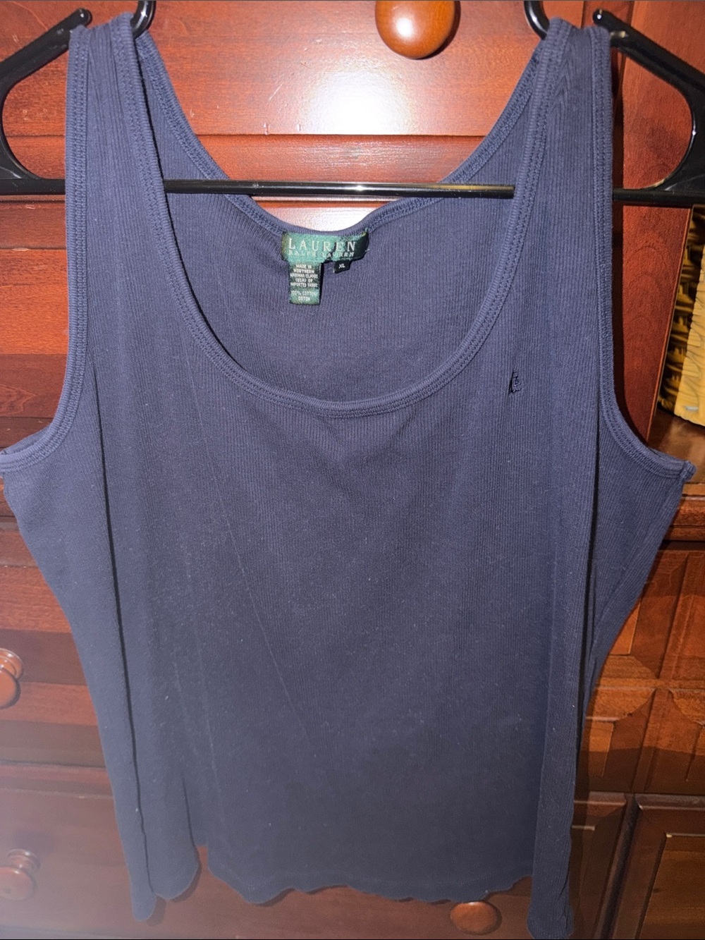 Lauren Ralph Lauren Navy Ribbed Scoop Neck Tank
